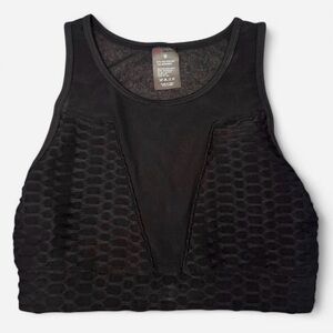 Fashion Nova Black Plunge Mesh Sports Bra